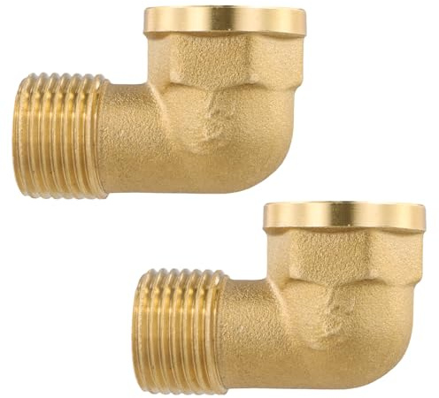 Joyan Codo de Latón 2 Piezas, Codo de Latón 90° Rosca Hembra X Macho, Codo Conexiones de Latón, Codo de Latón Para Tubería de Agua (ø Hembra 20mm X ø Macho 20mm)
