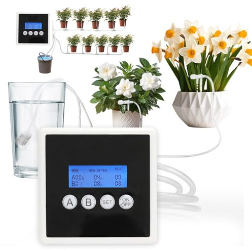 Irrigazione Automatica, Sistema Di Irrigazione Per Piante Da Interno Kit Di Irrigazione A Goccia Con Display A LED E Alimentazione USB Sistema Di Irrigazione Da Giardino Per 30 Piante In Vaso 20M