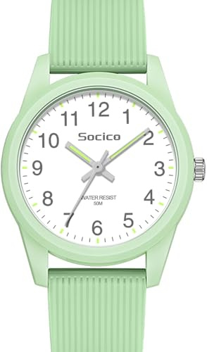 SOCICO Orologi analogici per bambini ragazze ragazzi cinturino morbido apprendimento tempo 50 m impermeabile facile da leggere per età 4-12 bambini regalo di compleanno (verde)