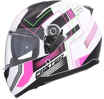 Shiro HEMETS Casco Integral SH-667 Faster Blanco Rosa Mate con Gafas Solar (M)