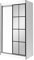 FurnitureByJDM Kleiderschrank mit Spiegel – Schiebetürenschrank 120 cm Breit - Schrank mit 2 Schiebetüren, Kleiderstange & 5 Regalböden - Oslo II (Weiß/Schwarz)