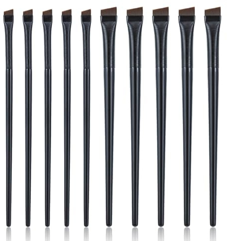 5 Pcs Eyebrow Brush 5pcs Eyeliner Brush,Fibre Flexi Angled Eye Brow Liner Brushes Makeup Detail Applicator Tool,Multi-Function Mini Flat Fine Fection Tinting Applicators Tools For Eyebrows Eyetours