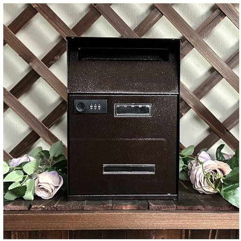 NQNFWCRJ Cassetta Postale in Lamiera Zincata con Serratura a Combinazione Cassetta Postale con Doppia Apertura di Recapito Apertura di Prelievo con Sportello Cassetta per Pacchi da Esterno a Parete