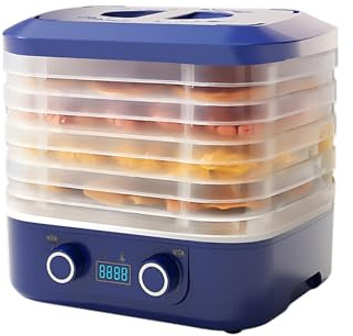 Food Dryer Machine for Home, Household Digital Food Dryer With 5 Trays, Adjustable Timer And Temperature Control, Suitable For Meats Vegetables And Snacks (Blue)