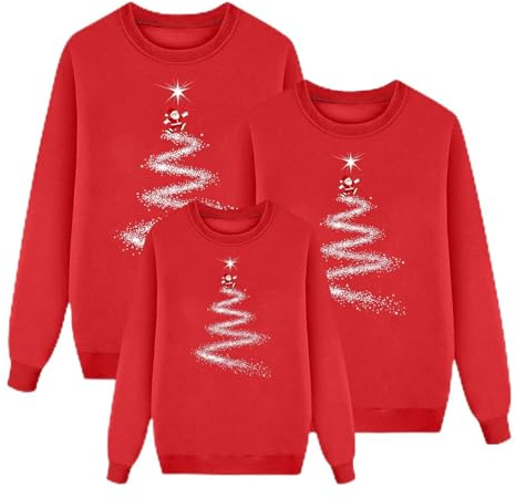 Sudadera Navidad Familia Suéter Familia Invierno Jersey Navideño Familiar Manga Larga con Estampada Xmas Pullover para Mujer Hombre Niño Niña Casual Christmas Jumper Blusas Cuello Redondo Tops