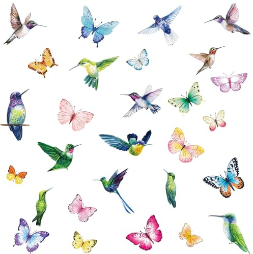 ZEMINRI 59 Piezas Vinilos para Cristales Impermeable Pájaros Mariposas Vinilo Adhesivo Cristal Reutilizable Decoracion Pared Vinilo Ventana Cristal Pegatinas Pared Decorativas para Oficina Casa