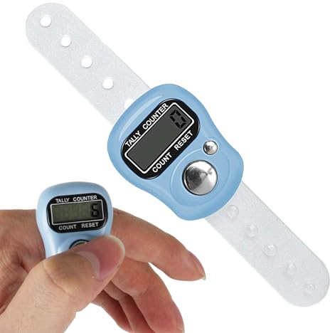 Genérico Contador Electrónico Clicker - Manual De Dedos Digital, Reiniciable, Digital LCD, Fácil Transportar para Vueltas Y Tejer, Golf, Deportes, Inventario