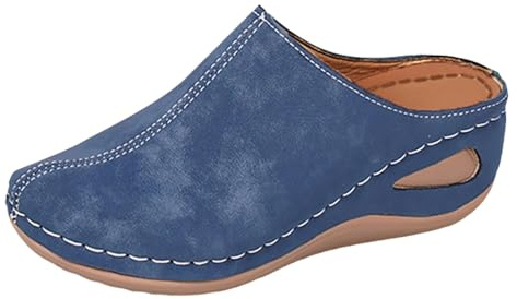 Chaussons Femme Avec Talon Compensé - Chausson Femme Été Confortable Bout Fermé Pantoufles À Enfiler Pantoufle Antidérapante Slippers Tendance Chaussures De Marche Chaussures Exterieur Slipper