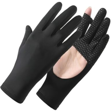WUNZILO 1 Par Guantes de Protección Solar UV para Mujer y Hombre, Diseño de Dedo Abierto y Antideslizante, Guantes de Ciclismo Transpirablespara Verano,para Deportes al Aire Libre y Uso Diario(negro)