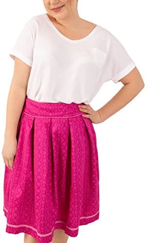 Ramona Lippert® - Falda para traje regional Alexandra rosa con cremallera y bolsillo para falda - Falda tradicional - Falda para traje regional, por ejemplo, Oktoberfest, longitud de la falda 65 cm,