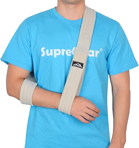 supregear Armschlinge, Verstellbar Leicht Komfortabel Schulterschlinge, Atmungsaktiv, Medizinische Schulterstütze für Verletzten Arm/Hand/Ellenbogen, Grau