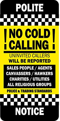 No Junk Mail Sign Sticker - No Cold Calling Sign Sticker - For Front Door Letter Box - Self Adhesive Vinyl Label Durable and Resistant Waterproof Heat proof Highly Indoor Outdoor (1 x No Cold Calling)