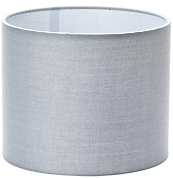 Lampenschirm (Ø 20 cm), Stoff, Höhe 16,5 cm, rund, Aufnahme für Fassung E27 E14 mm, Ersatzschirm für Hängelampen, Stehlampen, Tischlampen, Grau