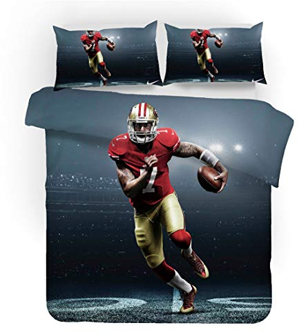 NICHIYO American Football Bed Linen Set - Duvet Cover and Pillow Case, Microfibre, 3D Digital Print, Three-Piece Bedding (Duvet Cover + Pillowcases) (4, Single 135 x 200 cm)