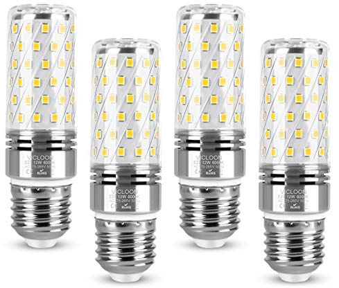 Vicloon E27 LED Corn Bulbs, 4 Pcs E27 LED Light Bulbs 12W Equivalent to 100W Halogen Bulbs, 6000K White, 1400lm No Flicker No Dimmable, AC 175-265V
