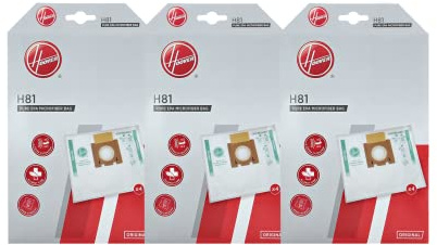 Hoover H81 Vacuum Cleaner Bags, Original, Microfiber, Anti-Odour, Extra Filtering, Compatible With Hoover Space Explorer, 4 Pcs *3 Packs