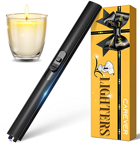 Candle Lighter Stocking Stuffers for Women Men, Electric Candle Lighter USB Rechargeable for Him Wife Grandma Girlfriend Safety Lock Long Lighters for Grill Home Kitchen BBQ Camping