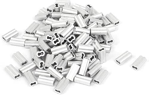 AVFORA Clips de Manguito de Bucle de engaste de Aluminio, Clip de Manguitos de Aluminio de Cable de Alambre, Accesorios de Clip de Manguitos de Aluminio de Cable de 1 mm Crimps de Cable 100pcs