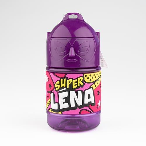 Personalisierte Kinder-Trinkflasche mit Strohhalm – Super Lena