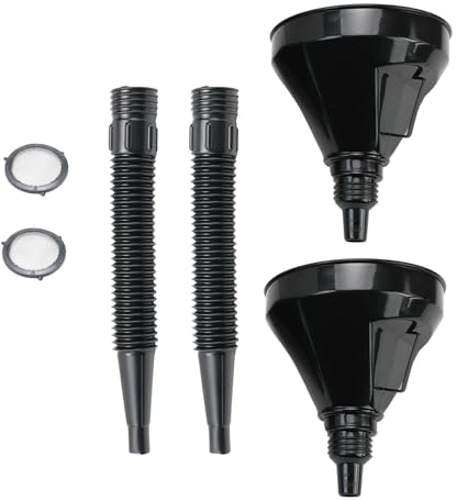 Konuooer Trichter für Kraftstoff, Filter, Trichter zum Betanken aus Dieselkraftstoff, mit Schlauch und Sieb, für Auto, Motorrad, Haushalt, 130 mm (schwarz)