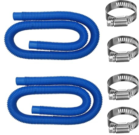 Newtic Tubo flessibile per piscina, diametro 32 mm, 2 pezzi per piscine fuori terra, tubo di ricambio 150 x 3,2 cm, colore blu