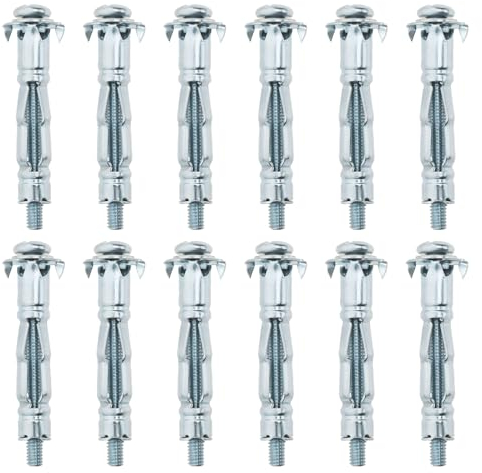 YINETTECH 50 Piezas M4 X 38 Mm Pernos de Expansión Tornillo de Expansión Hueco Tornillo de Expansión de Acero Al Carbono Galvanizado Perno de Cavidad para Paredes Secas Ladrillos Huecos Yeso