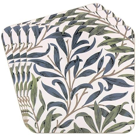 Lesser & Pavey Pack of 4 Drink Coasters | British Designed Eco Cork Drinks Coasters For Modern Homes | Coasters For Drinks For All Types of Cups & Mugs - William Morris