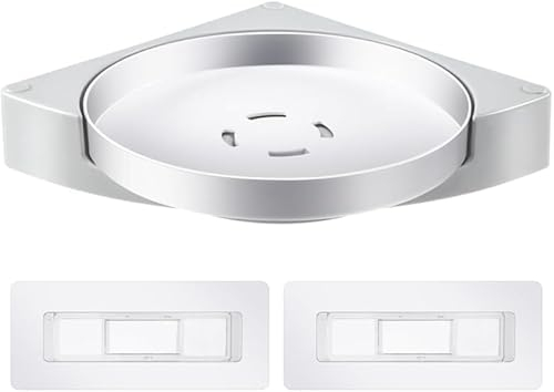 JUVEL - Estantería de esquina giratoria de 360 ° - Montaje en pared sin taladrar - Innovador organizador de ducha de acero inoxidable para accesorios de baño, cocina, encimera, armario