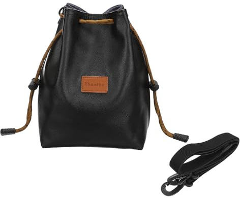 PATIKIL Bolsa de Cámara Suave, Estuche para Lentes Bolsa de Hombro con Cordón Cruzado para Cámaras DSLR de Viaje Al Aire Libre, Tamaño M, Negro