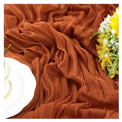 OZLCUA Runner da tavola in Garza 10PCS Semi-Sheer Gauze Green Table Runner Cheesecloth Rustic Country Beach Wedding Party Table Decor Table Runners Lavabile Tablerunner(Rust Red,90 x 180cm)