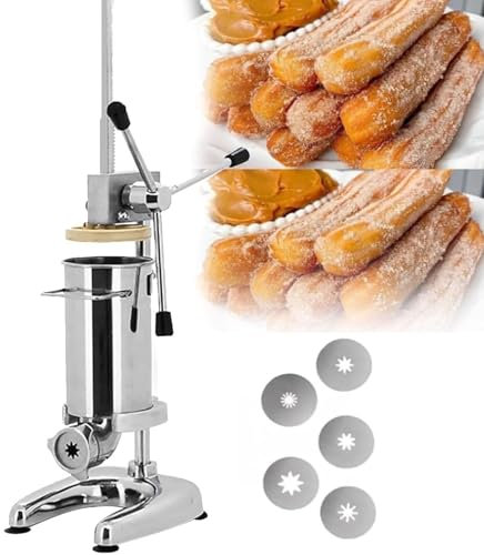 Manuell Churros Maker Machine, 2L/3L Commercial Spanish Donut Churro Maker Machine med 5 formar, Vertikal Spansk maskin i rostfritt stål, för hem- och kommersiella kök,3L