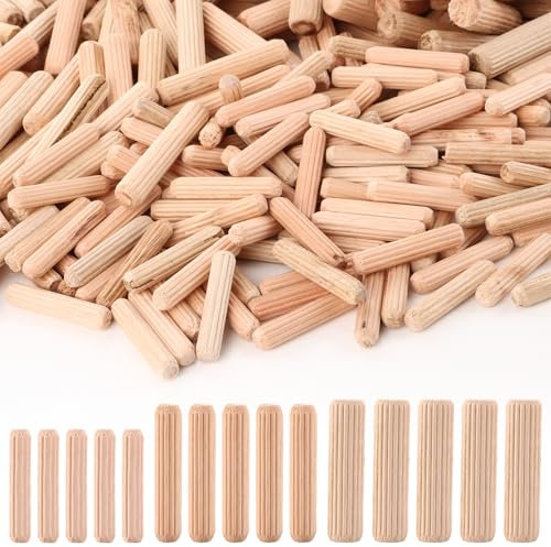 YAYODS Juego de 900 tacos de madera diferentes – M6 M8 M10 tacos surcados redondos de eucalipto, tapones de madera – Tacos de madera para muebles, tacos para surcos ranurados, manualidades, bricolaje