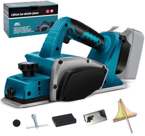 Akku Elektrohobel Holz mit 18V Akku, Bürstenlose Elektrohobel holz Hobelbreite 82mm, Spantiefe 2mm, 16500RPM Hobelmaschine Holzhobelmaschine (Ohne Akku)