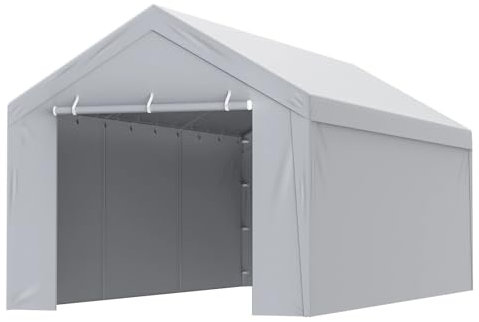 Carport Carport Canopy Cover Topp sidovägg 10x20 fot Garagetält Shelter Presenning med Ball Bungees Ram ingår inte Biltält
