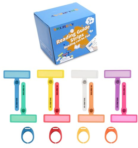 Guided Reading Strips, Dyslexia Tools for Kids, Colorful Text Overlays for Early Readers, ADHD Finger Trackers Highlight (144 PCS)