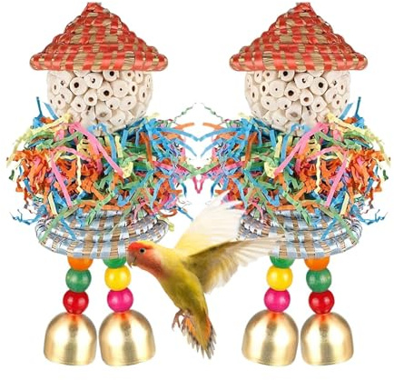 Generisch Lot de 2 jouets à grignoter pour oiseaux - Pour la recherche de nourriture - Pour cage ara, pinsons, calopsittes, canaris