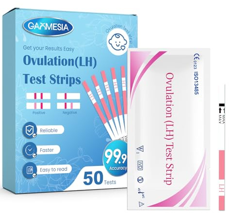50 Test di Ovulazione LH (25 mIU/ml) ad Alta Sensibilità, Kit di Fertilità per Donne, Rilevamento Preciso del Picco Ovulatorio, Risultati Rapidi e Affidabili