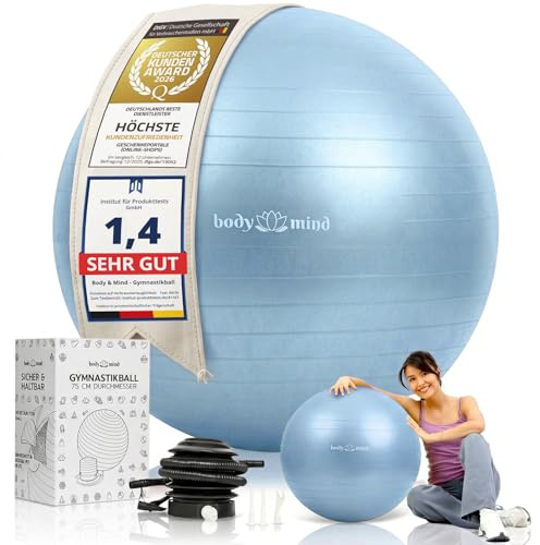 Gymnastikboll inkl. luftpump – Anti-Burst Pilates-boll, Pezziboll för gravida Ergonomisk sittstol för kontoret, sittboll för yoga, gymnastik och träning