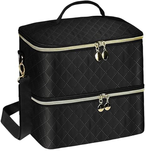 Organizador de estuche para uñas Estuche organizador de esmalte de uñas de doble capa para 40 botellas (15 ml-0, 5 fl.oz) y bolsa de almacenamiento para lámpara de con divisores desmontables para