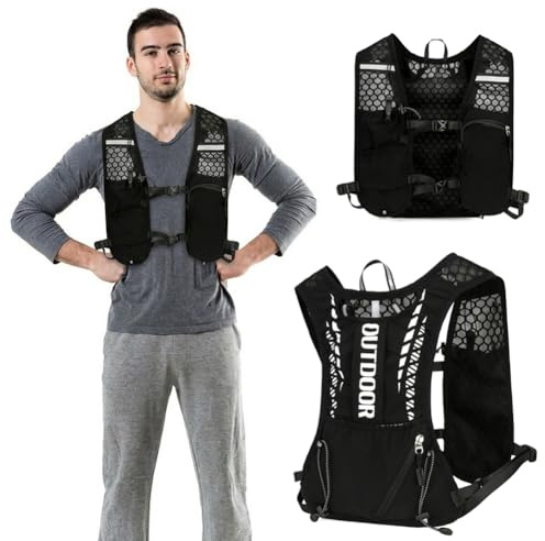 Zaino da Corsa, Leggero Zaino Idratazione, Gilet da corsa per Donne e Uomini, Regolabile, Traspirante, Riflettente, Zainetto Gilet per Escursionismo, Sentieri, Maratone, Ciclismo