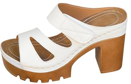 Sandali con zeppa da donna, estivi, tacco alto, da donna, a punta aperta, con tacco, a blocchi nudi, piattaforma molle, ortopedica, sandalo traspirante, scarpe casual sandalette, taglia grande, nudo
