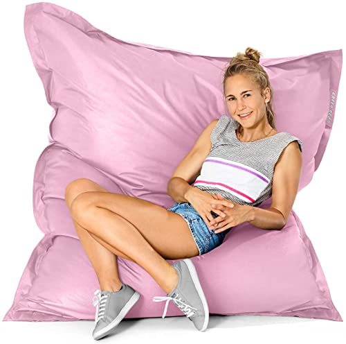 Green Bean© Outdoor Sitzsack XXL 140x180cm 380 Liter Kinder & Erwachsene Bean Bag EPS Perlen Füllung Riesensitzsack Groß Liegekissen Waschbar Wetterfest Lounge Chair Sitzkissen Bodenkissen Rosa