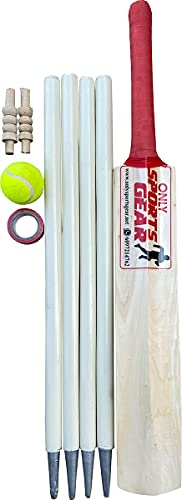 Kids Wooden Cricket Set Includes Bat Ball Stumps Tape & Carry Bag (Size 5)