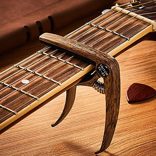 Personalisierter Kapodaster mit Text Stimmgerät Gitarre Robust Haltbar mit Kräftiger Feder Palisanderholz Capo Musikzubehöhr für E-/Akustikgitarre Ukulele Geschenk für Freund Gitarrist Geburtstag