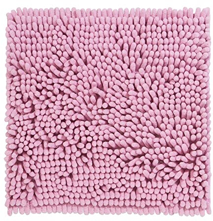 PANA® Premium Chenille Badematte (45x45cm) • Ideal als WC Vorleger, Duschmatte, Badvorleger, WC-Vorlage • Weich, rutschfest & waschbar • Badteppich ohne Ausschnitt • Farbe: Rosa