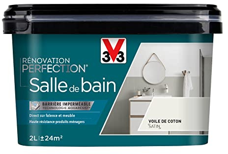 V33 Peinture de rénovation salle de bain, Rénovation perfection Voile de coton satin 2L