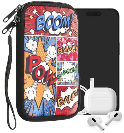 kwmobile Housse de Protection pour Smartphone L - 6,5 - Sacoche de Protection pour Téléphone Portable en Néoprène Pop Art Multicolore
