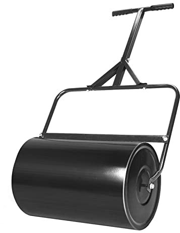 Rultyn Rodillo de césped de Acero para Empujar y Tirar, 10.5 galones/40 L, Rodillos de césped para remolcar detrás de Agua para Parque, jardín, Patio, Campo de Pelota (negro-20 Pulgadas)