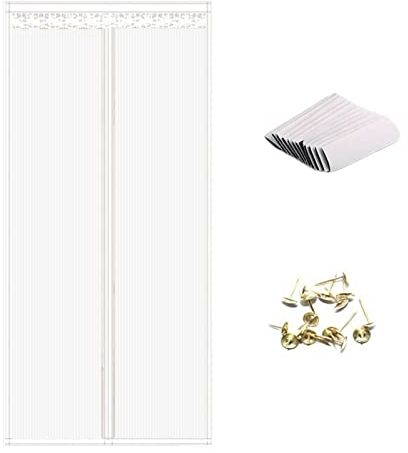 Moustiquaire Porte Magnétique Rideau Anti Mouches pour Portes Rideau à Mailles Anti Moustique Porte Moustiquaire magnétique,Anti Insectes Fermeture Automatique pour Couloirs Patio (Blanc,80x210cm)