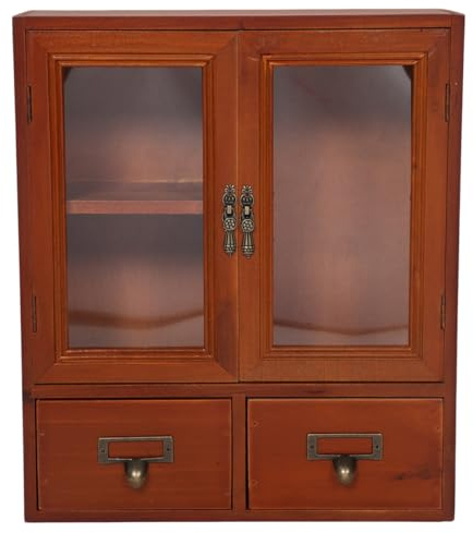 Homoyoyo Wand-speiseschrank Vintage-wandschrank Erste-Hilfe-Schrank Wandmontierter Medizinschrank Mini-vitrine Apothekerschrank Über Dem Mini-aufsatzschrank Holz Kleiner Schrank Hölzern